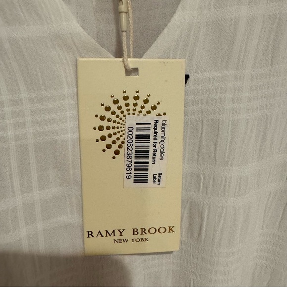 NWT Ramy Brook Kris Plaid Smocked Waist Mini Dress Or Swim Cover White Size L - Picture 8 of 15